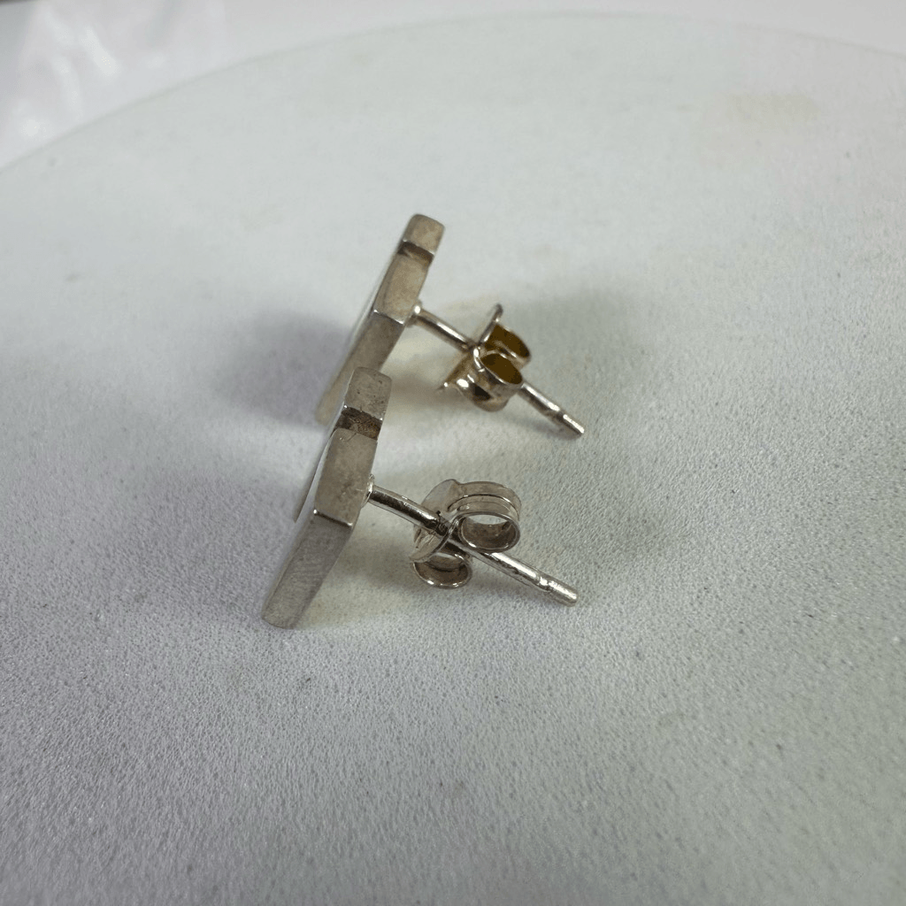 Gucci Vintage G Logo Sterling Silver Pierced Earrings