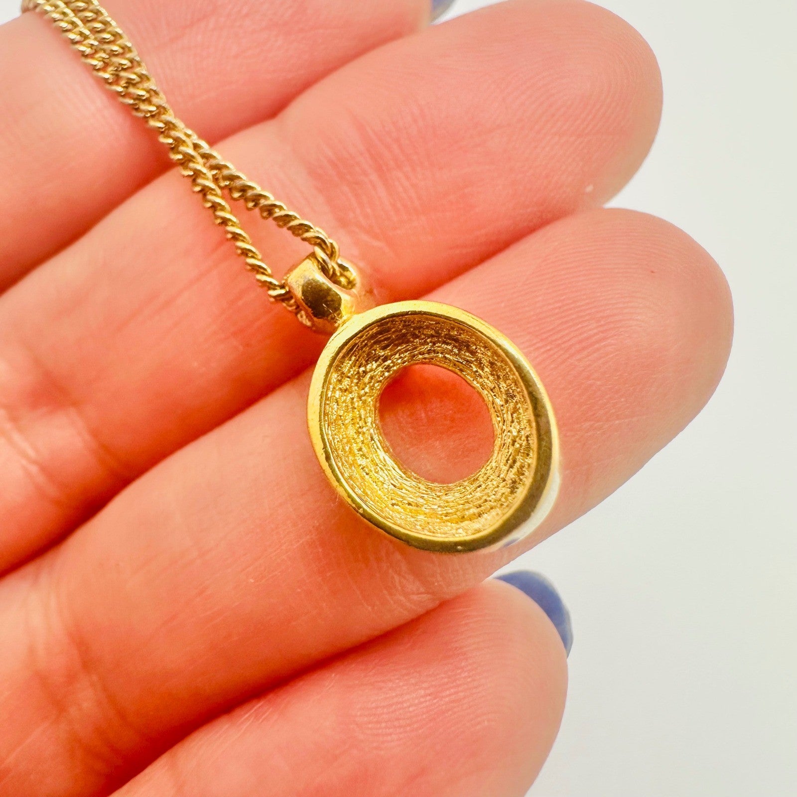 Christian Dior Gold Tone Crystal Pendant Necklace Designer Jewelry