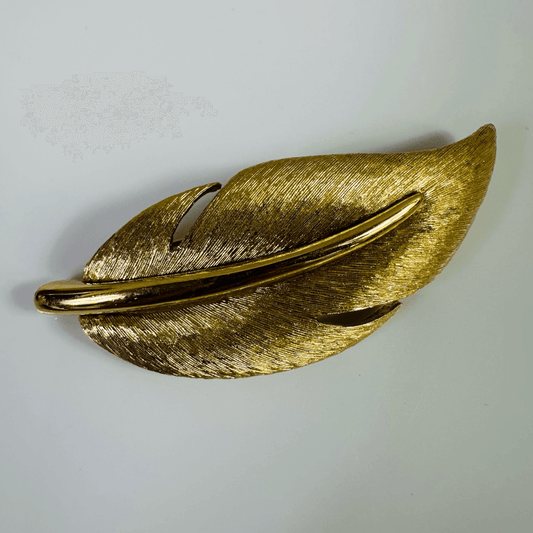 Givenchy Vintage Leaf Motif Gold Tone Brooch