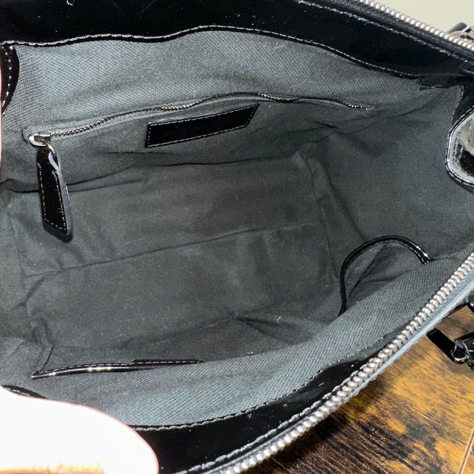 Burberry Black Patent Leather Satchel Handbag Shoulder Bag Made in Italy