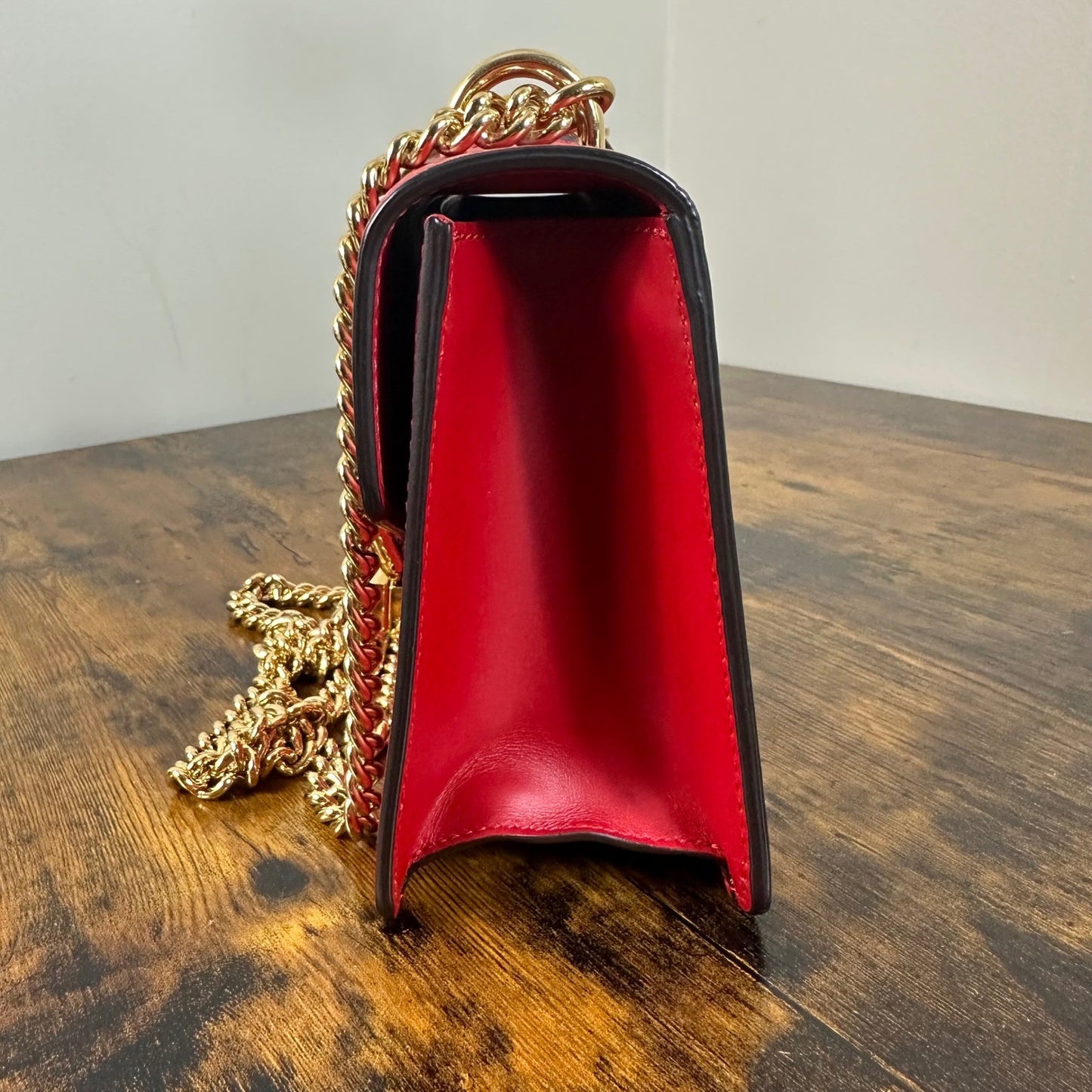 Gucci Sylvie Red Leather Chain Shoulder Bag Mini