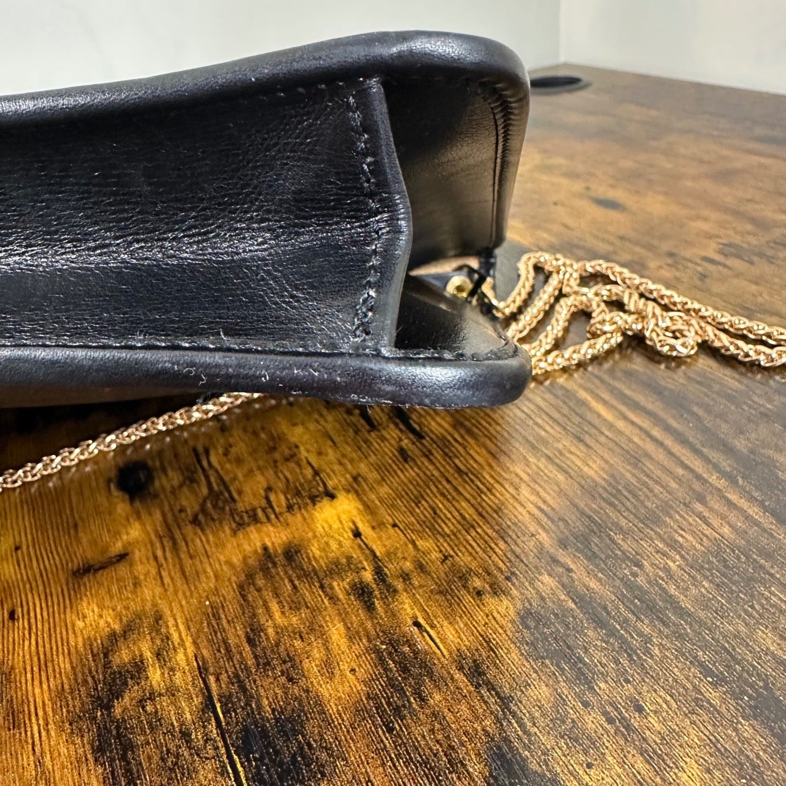 Vintage Christian Dior Monogram Chain Shoulder Bag Black Clutch