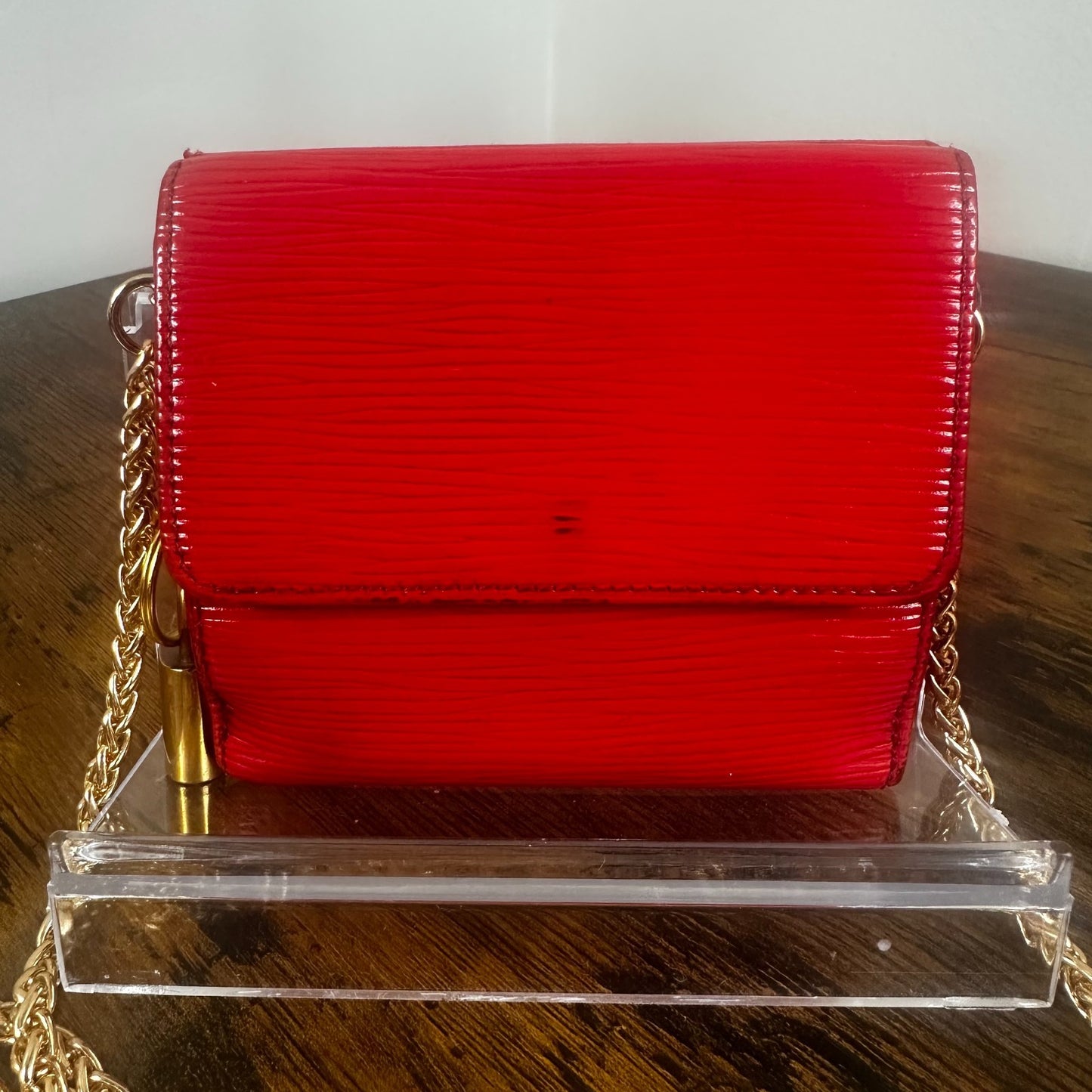 Louis Vuitton Red Epi Leather Vintage Wallet Padlock Gold Hardware Women