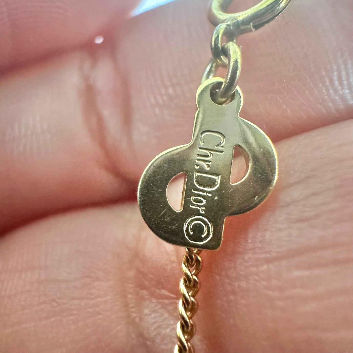 Vintage Christian Dior CD Logo Gold Chain Necklace Designer Jewelry