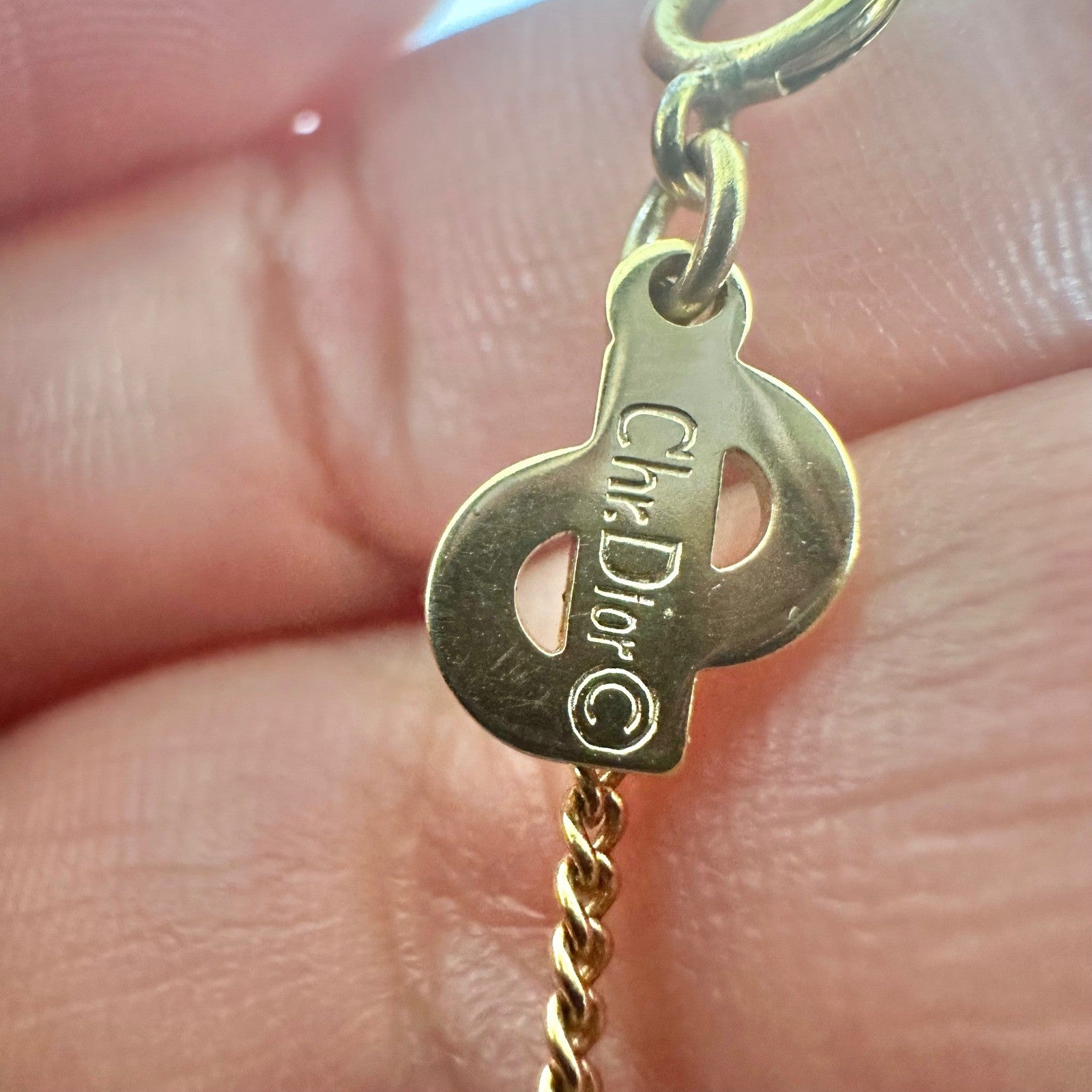 Vintage Christian Dior CD Logo Gold Chain Necklace Designer Jewelry