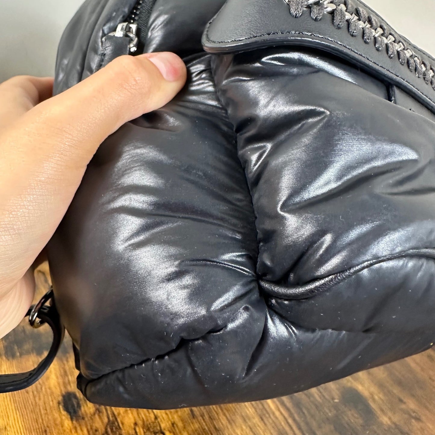 Stella McCartney Black Padded Star Mini Backpack Chain Detail Italy