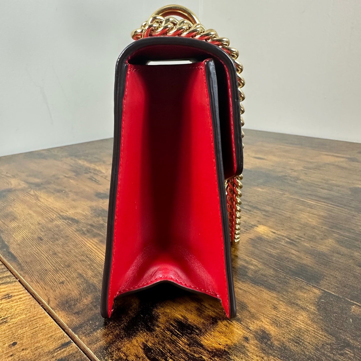 Gucci Sylvie Red Leather Chain Shoulder Bag Mini