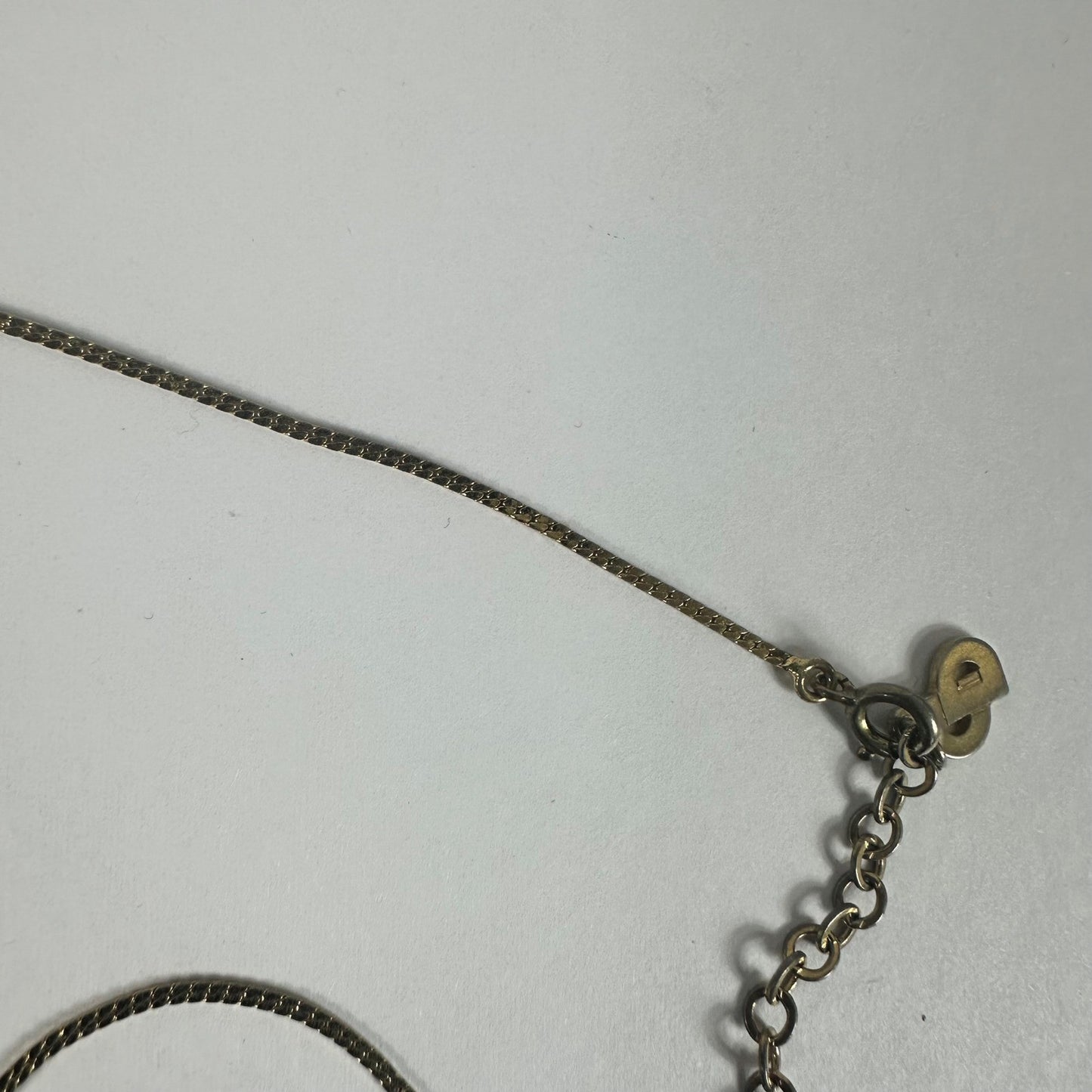 Vintage Christian Dior Necklace Gold Tone Pendant Logo Charm