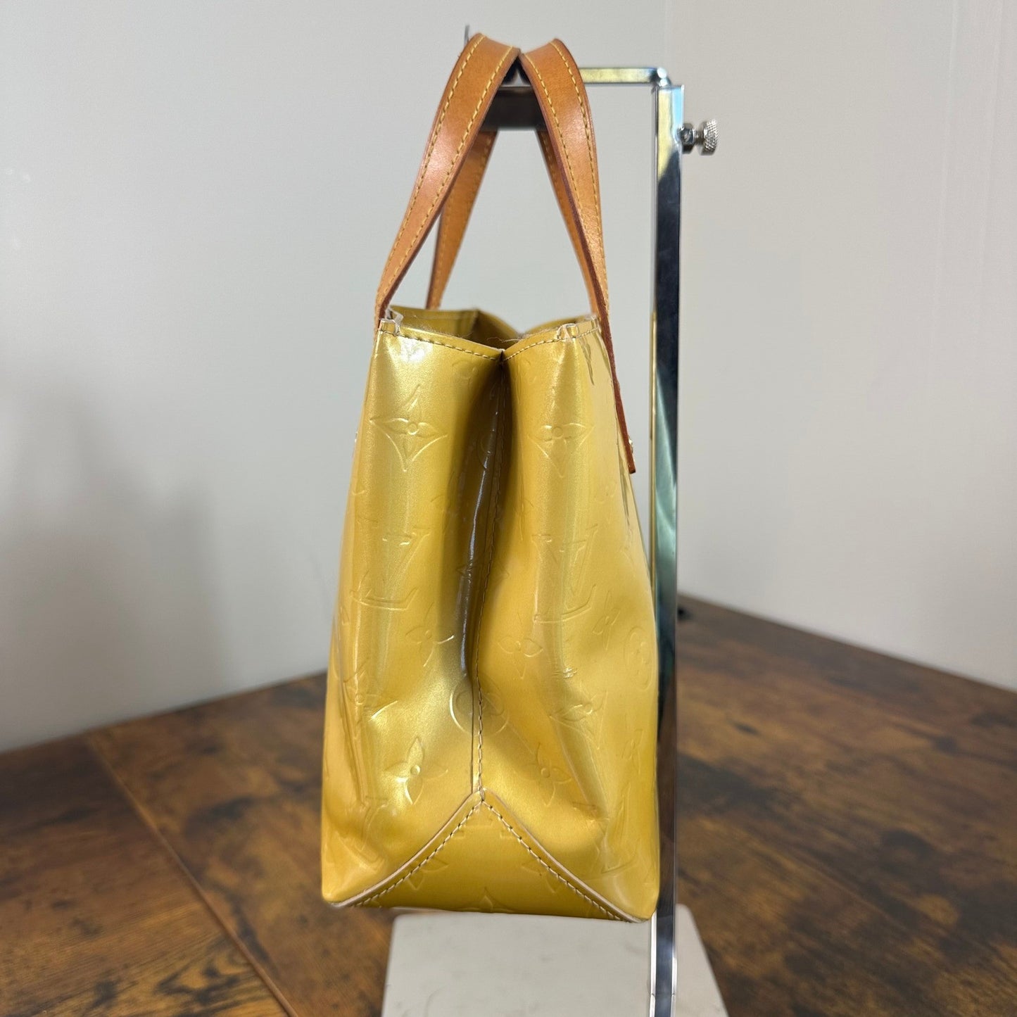 Louis Vuitton Monogram Vernis Reade PM Yellow Patent Leather Handbag Authentic