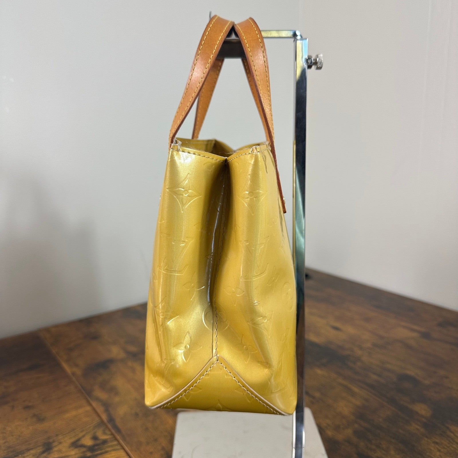 Louis Vuitton Monogram Vernis Reade PM Yellow Patent Leather Handbag Authentic