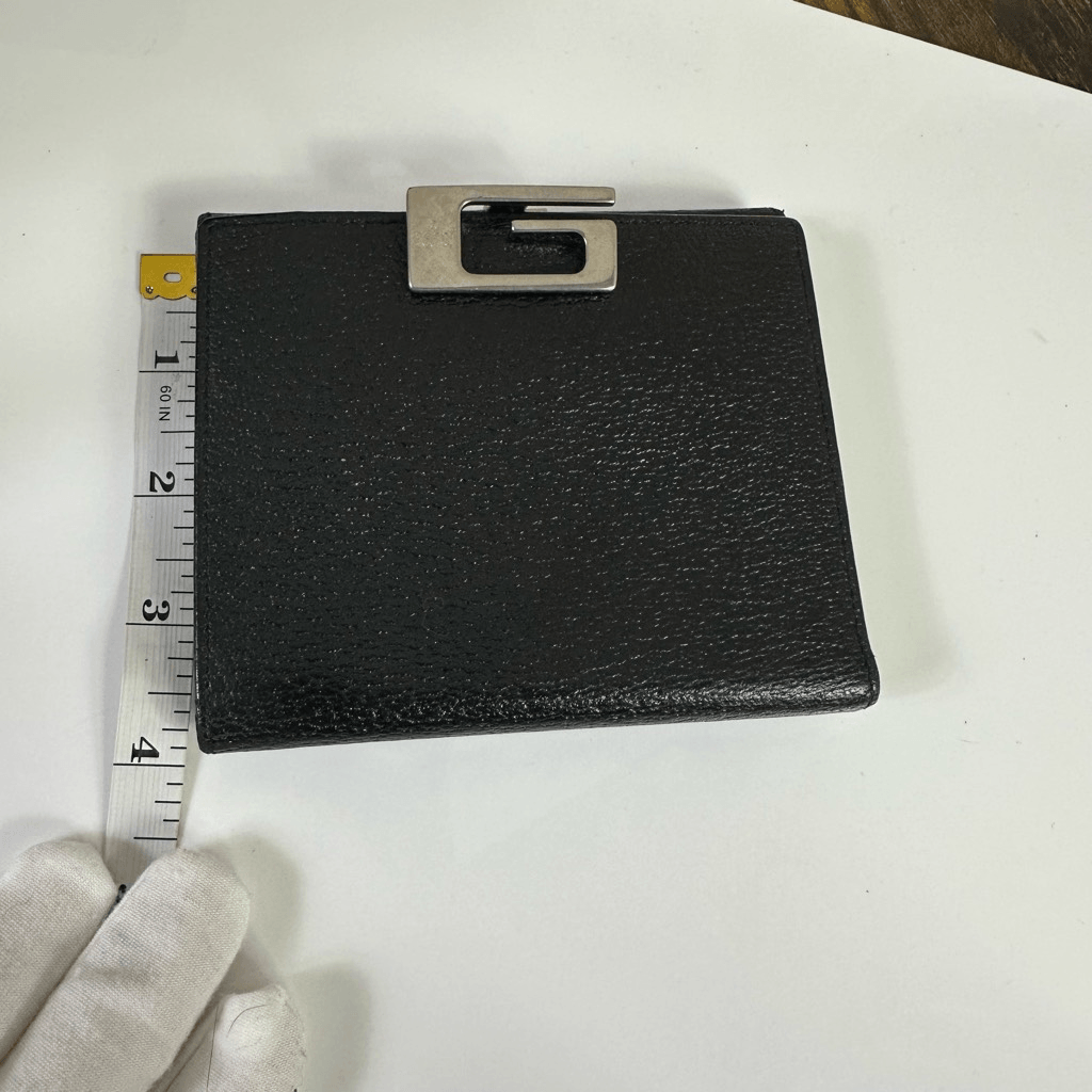 Gucci G Logo Clip Black Leather Wallet