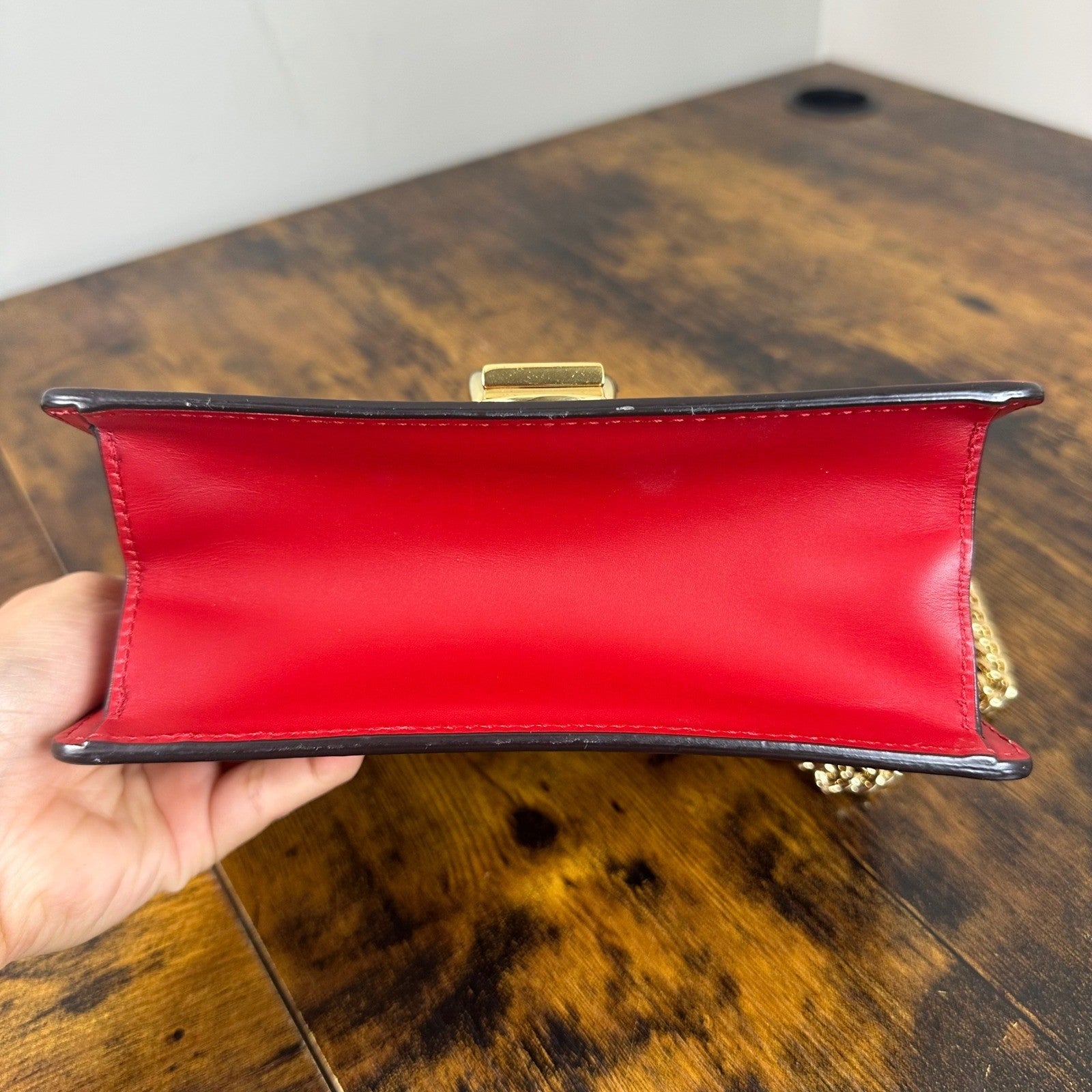 Gucci Sylvie Red Leather Chain Shoulder Bag Mini