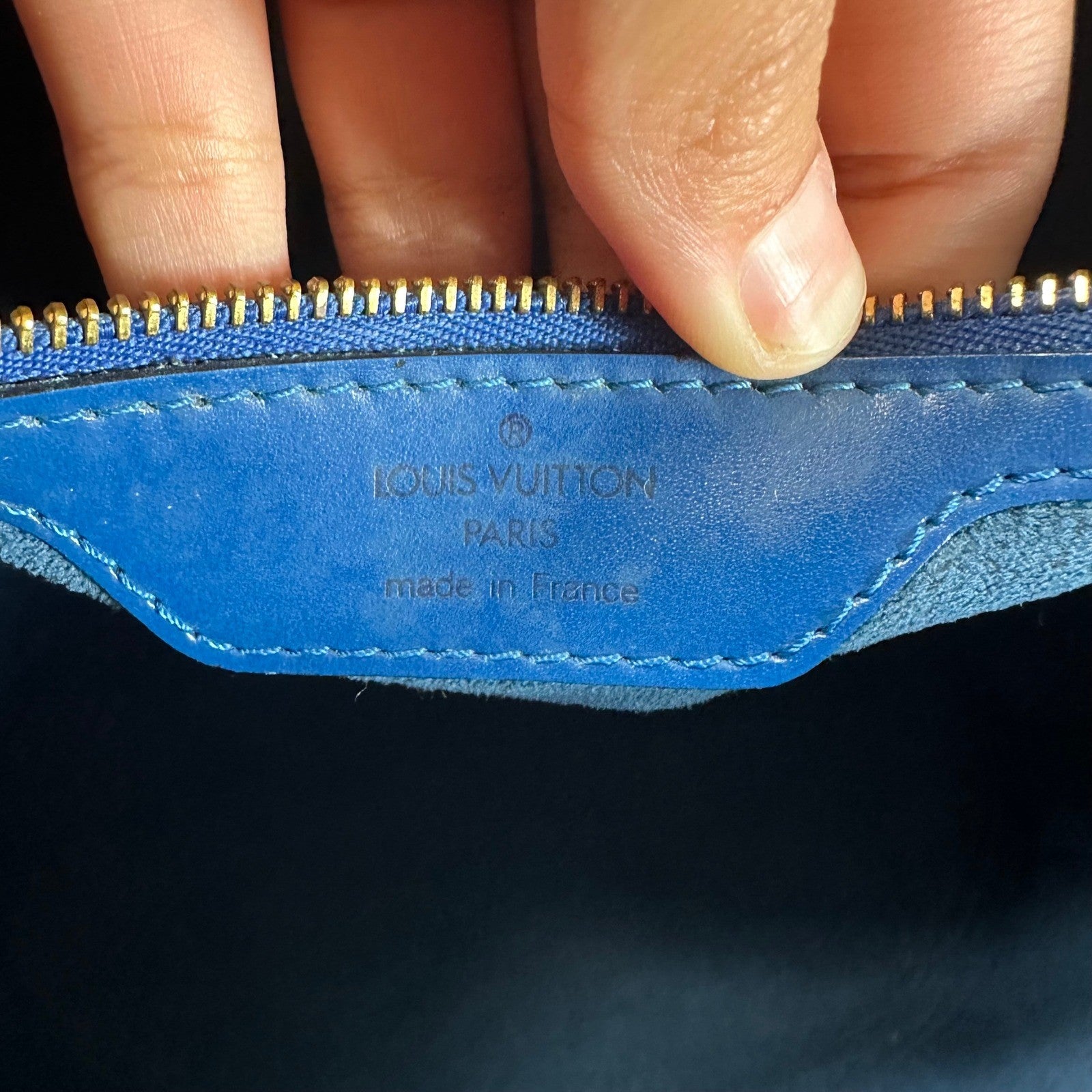 Louis Vuitton Epi Leather Saint Jacques Shoulder Bag Blue Vintage Authentic