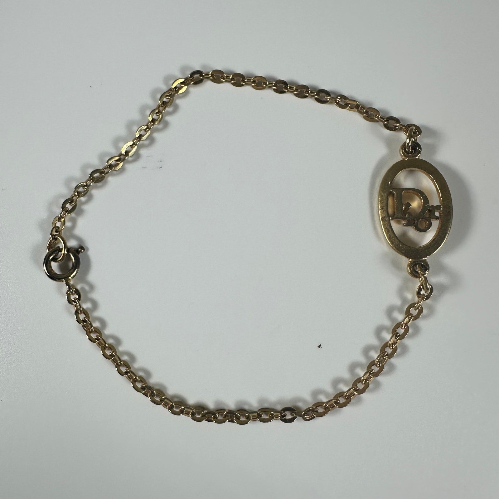 Christian Dior Trotter Logo Gold Tone Vintage Bracelet