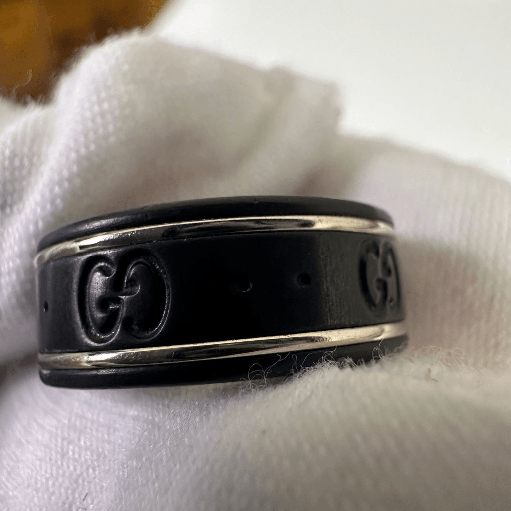 Gucci Icon GG Black Synthetic Corundum Ring Size 5