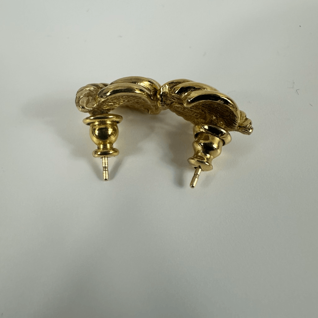 Christian Dior Gold Tone Vintage Earrings Pierced