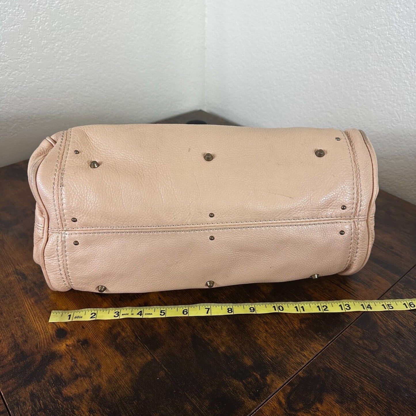 Chloe Womens Paddington Shoulder Bag Zip Stud Beige Authenticated W/ COA