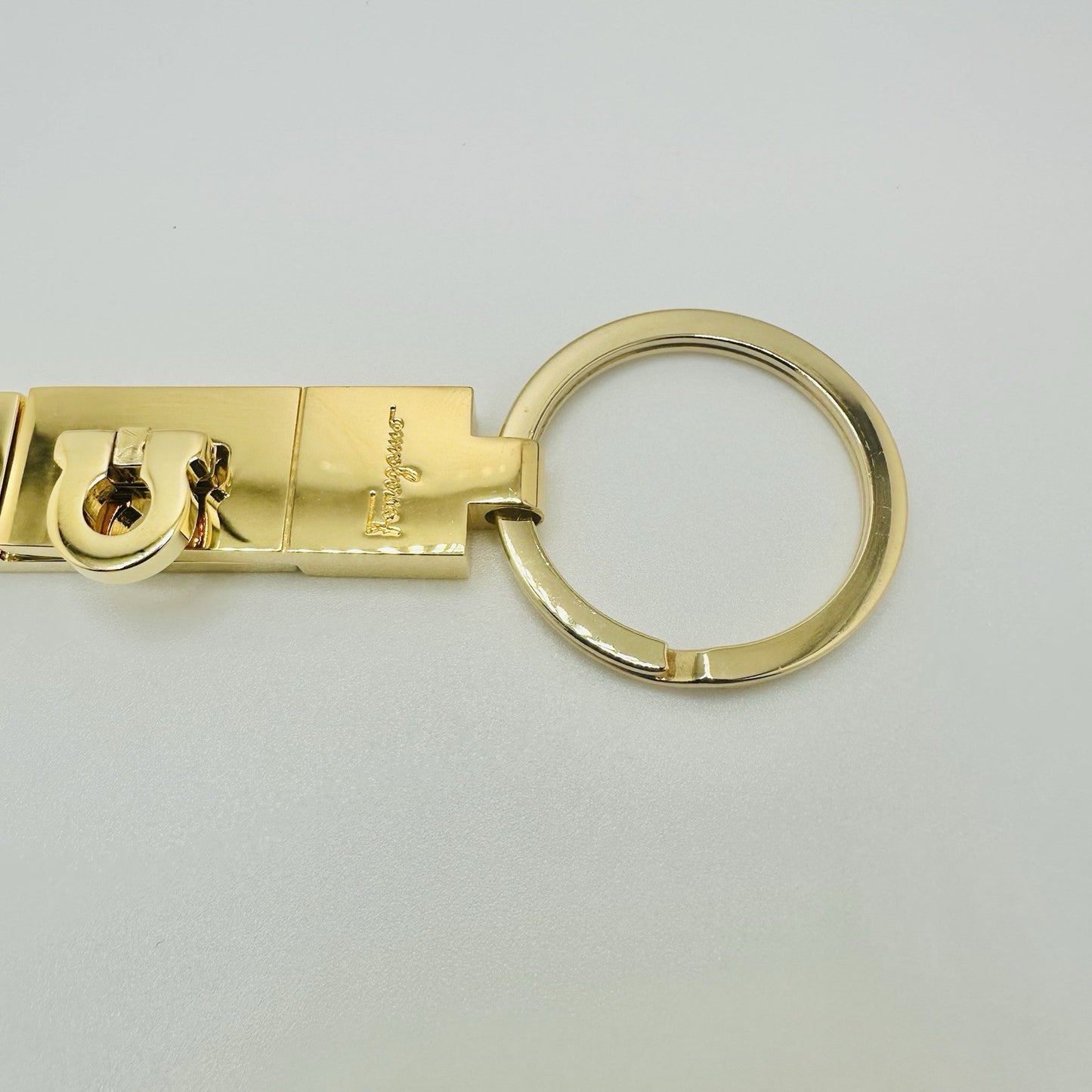 Salvatore Ferragamo Gancini Gold Tone Key Ring Detachable