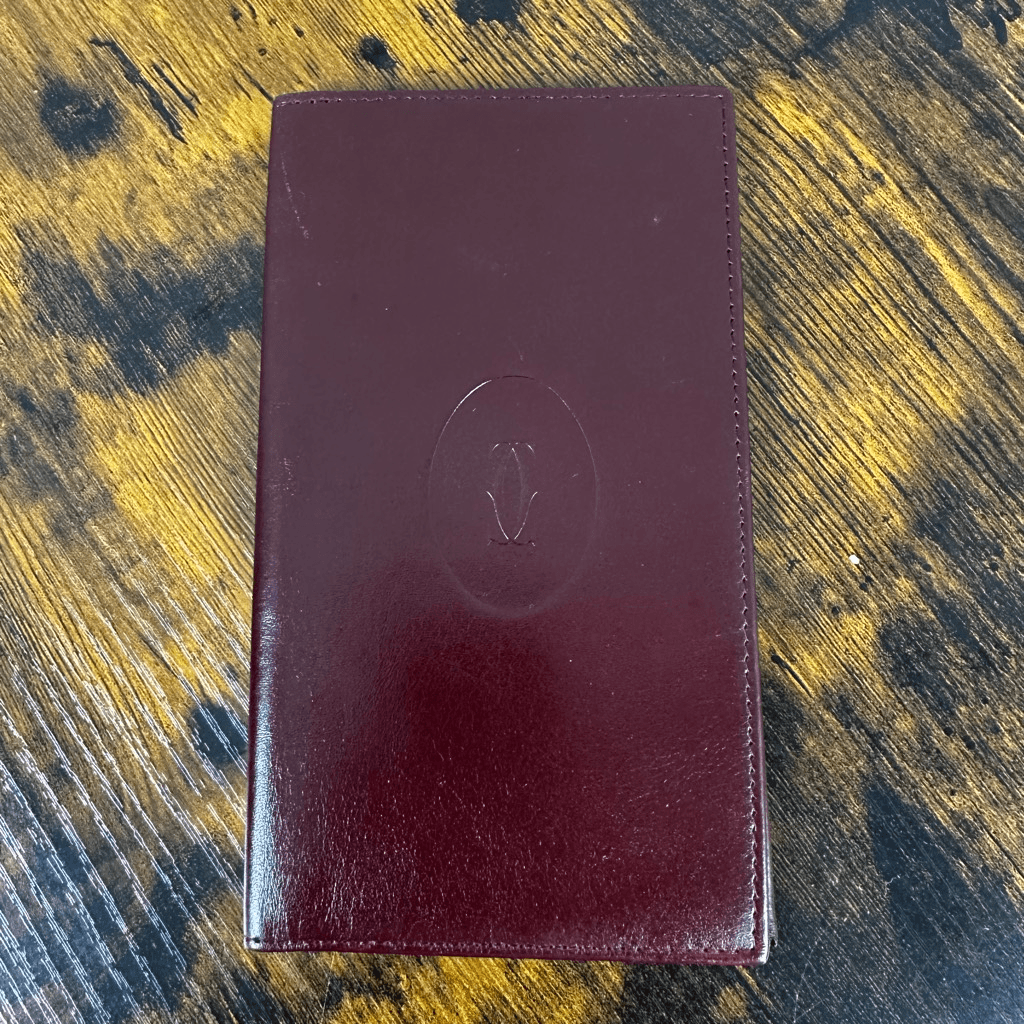 Cartier Vintage Bordeaux Leather Long Bifold Vertical Wallet