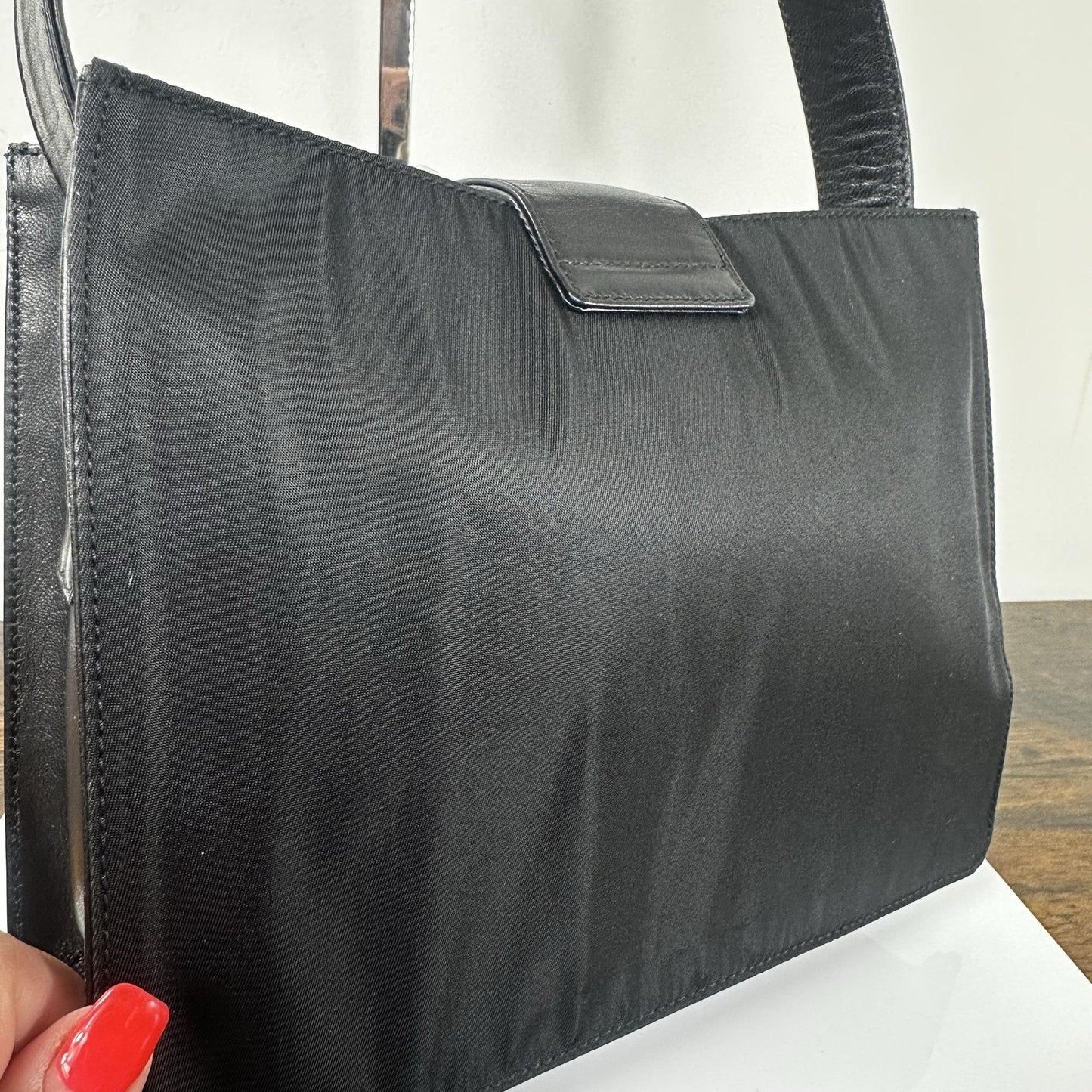 Prada Nappa Trend Nylon Leather Shoulder Bag Small Black Italy Vintage B7130