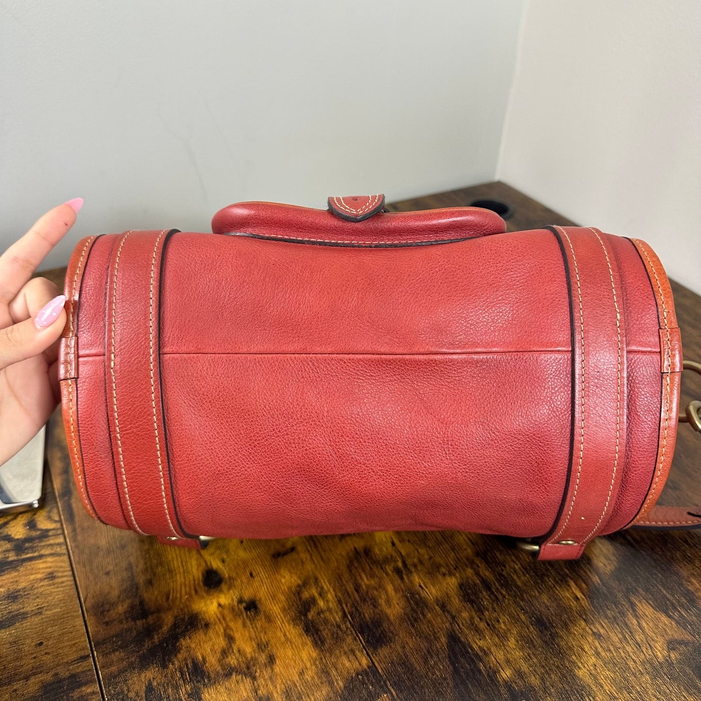 Mulberry Alana Satchel - Rare Red Leather & Orange Trim