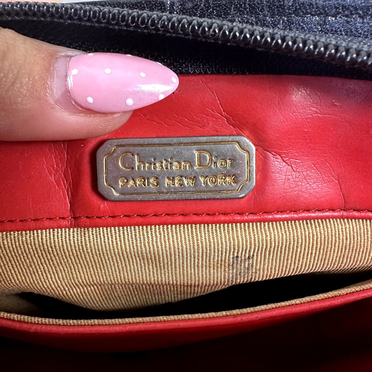 Christian Dior Vintage Black Leather Shoulder Bag