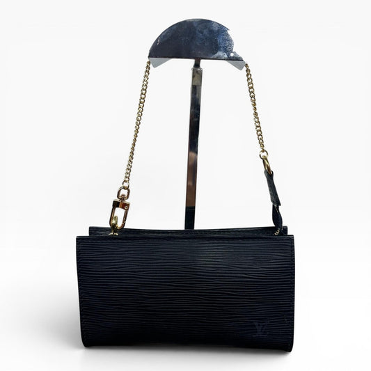 Louis Vuitton Epi Accessories Pochette Bag Vintage Mini Black Leather Wristlet
