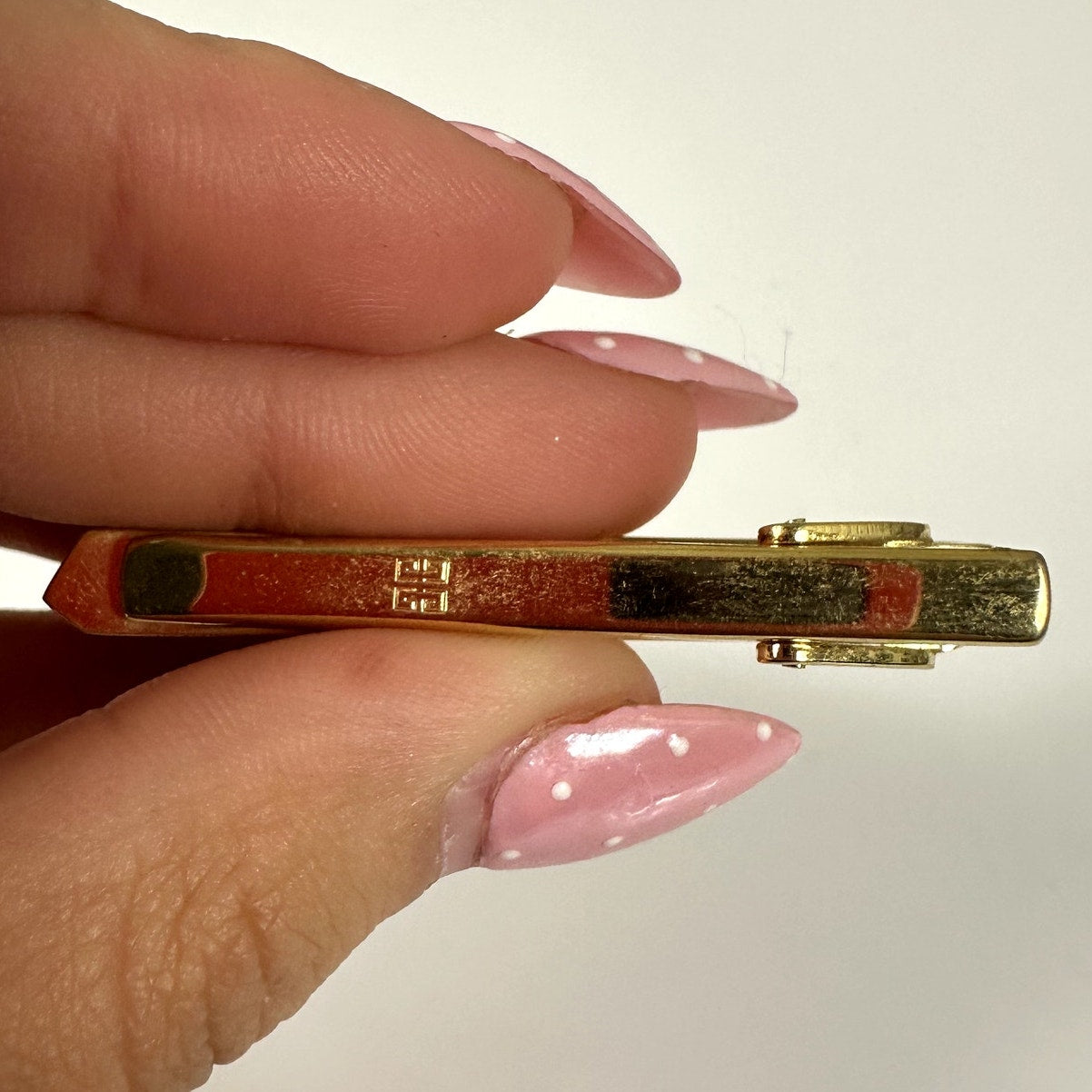 Givenchy Vintage 4G Logo Blue Enamel Gold Tone Tie Clip Authentic