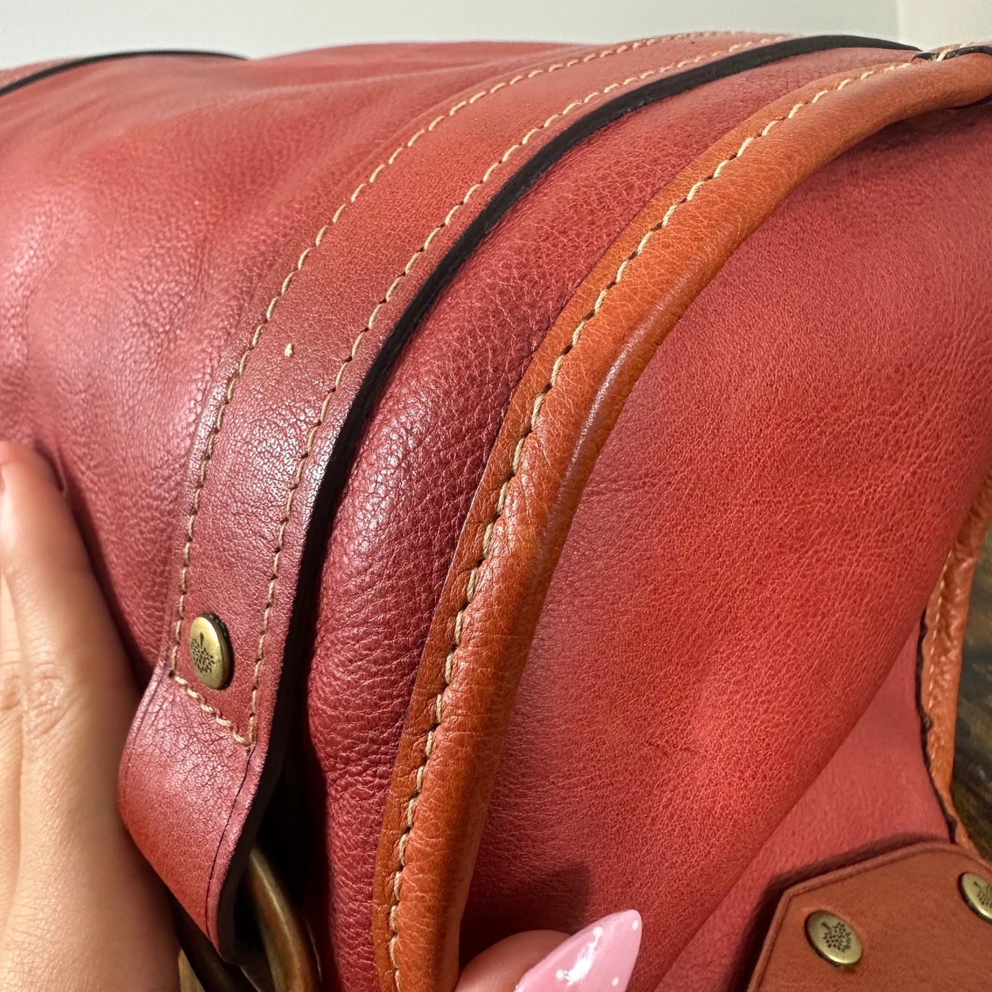 Mulberry Alana Satchel - Rare Red Leather & Orange Trim