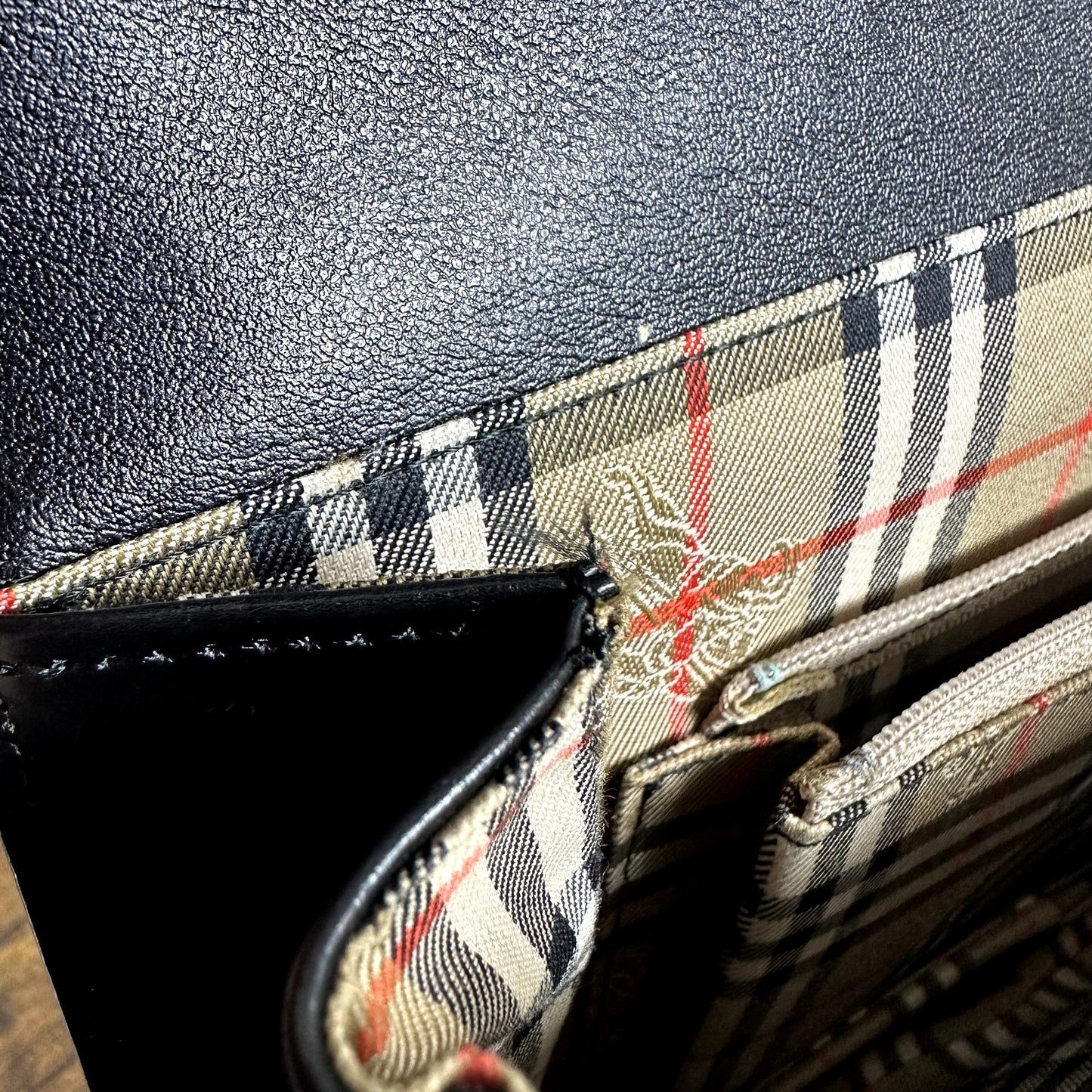 Burberry Nova Check Black Leather Shoulder Bag Authentic Vintage