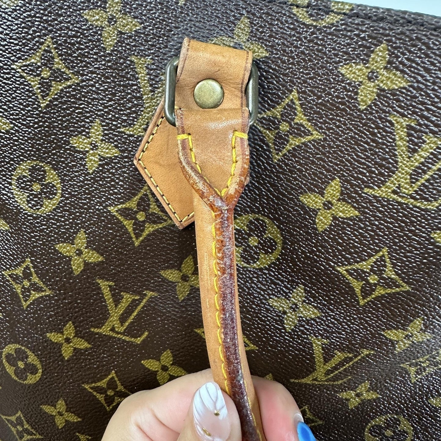 Louis Vuitton Vintage Sac Plat Tote Bag Large Brown Monogram Logo Canvas France