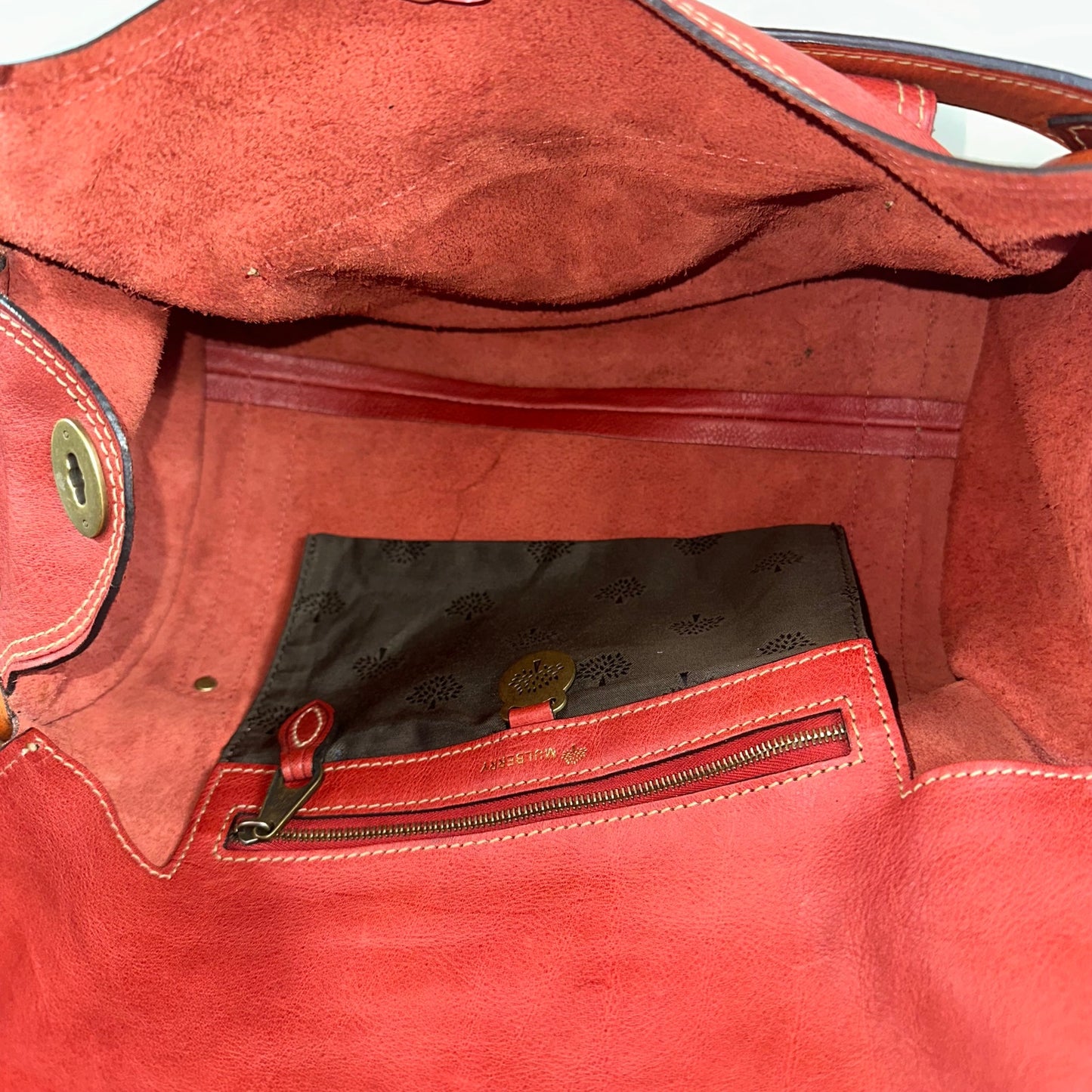 Mulberry Alana Satchel - Rare Red Leather & Orange Trim