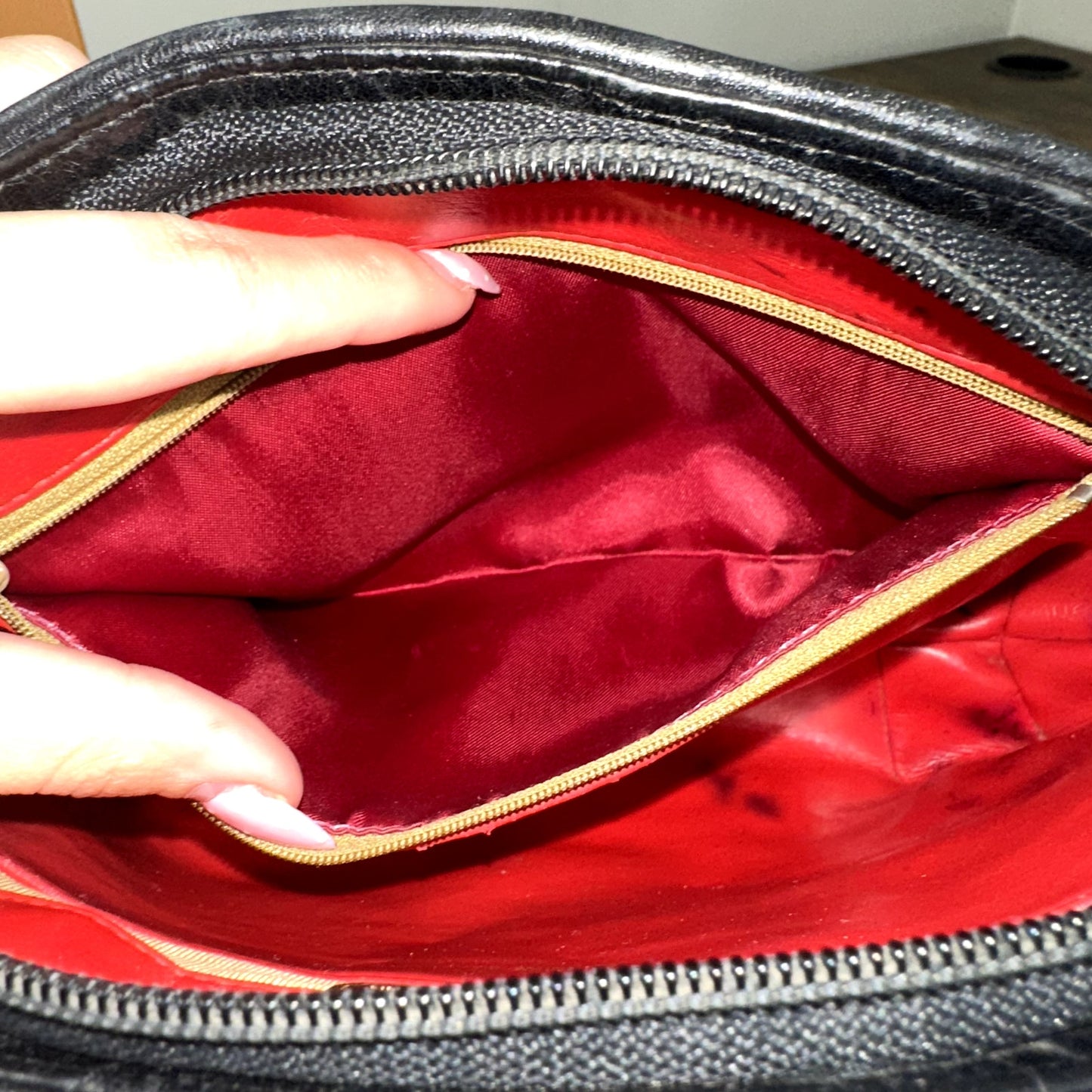 Christian Dior Vintage Black Leather Shoulder Bag