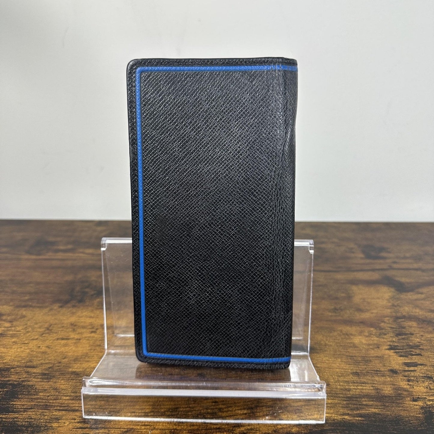 Louis Vuitton Long Wallet Mens One Size Black Blue Leather Bifold France