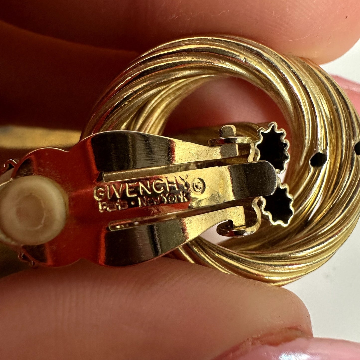 Vintage GIVENCHY Gold Tone Rope Knot Clip-On Earrings Signed Paris New York