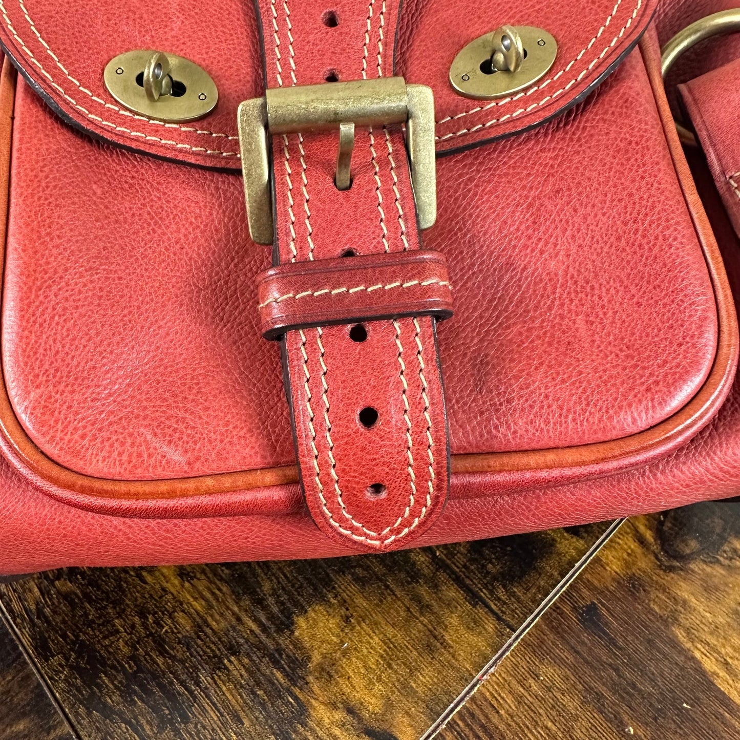 Mulberry Alana Satchel - Rare Red Leather & Orange Trim