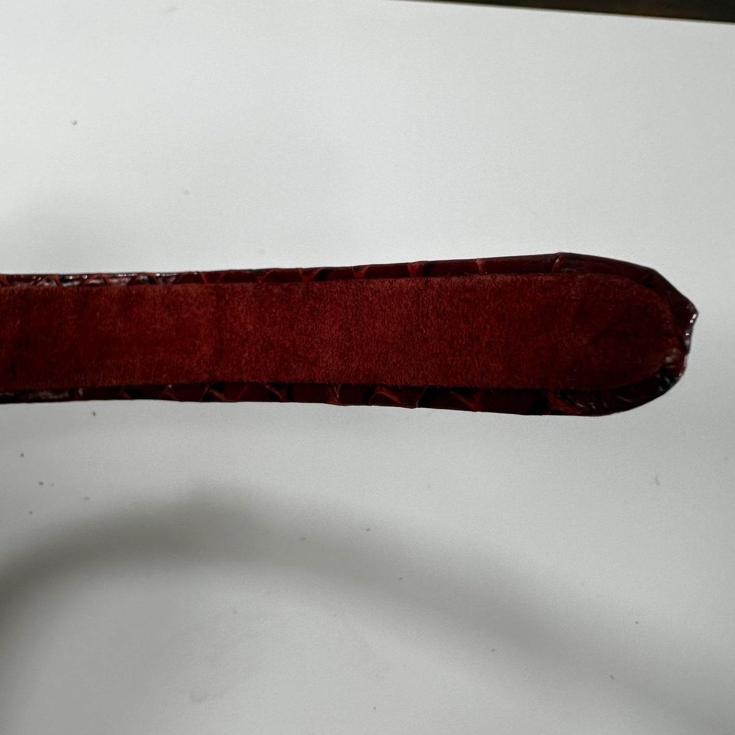 Fendi Headband One Size Red Snake Leather Suede Logo Hair Accessory