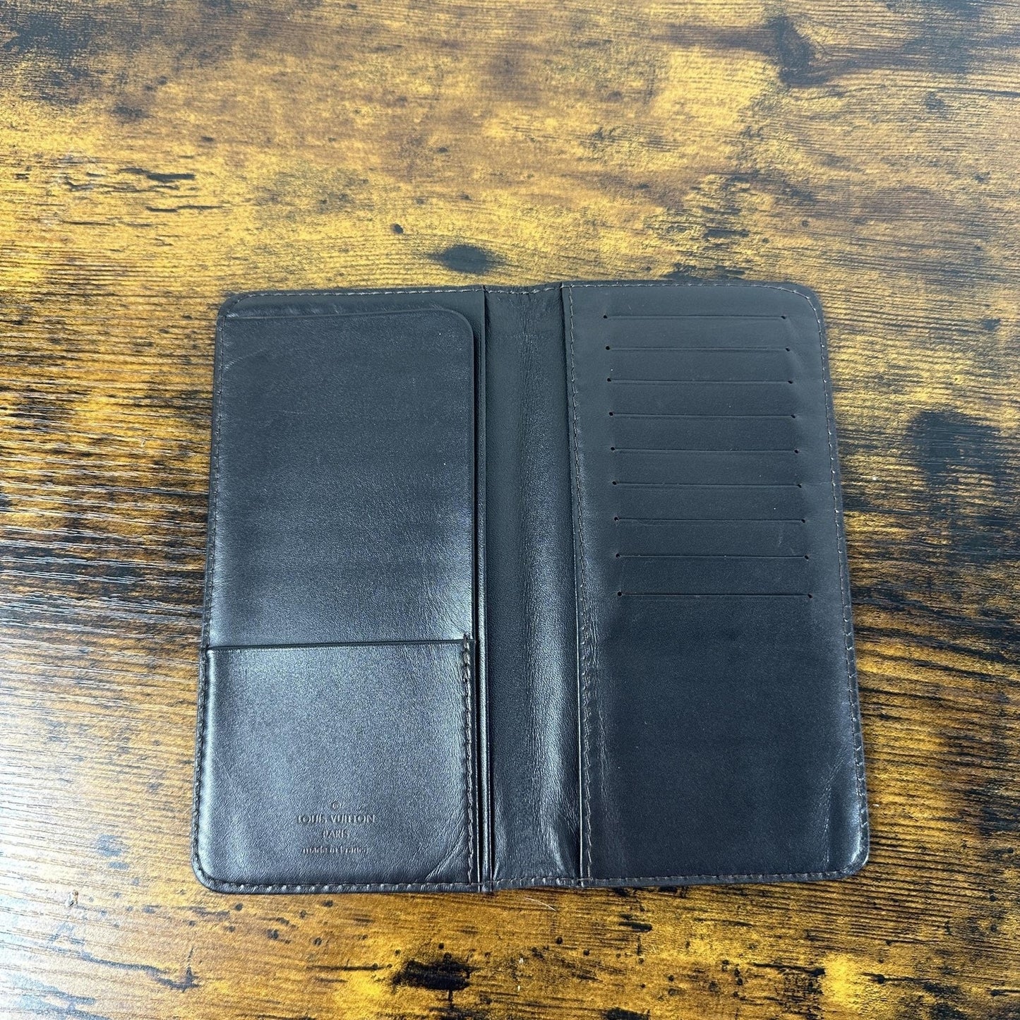Louis Vuitton Wallet Mens One Size Brown Leather Slim Fold Card Holder France