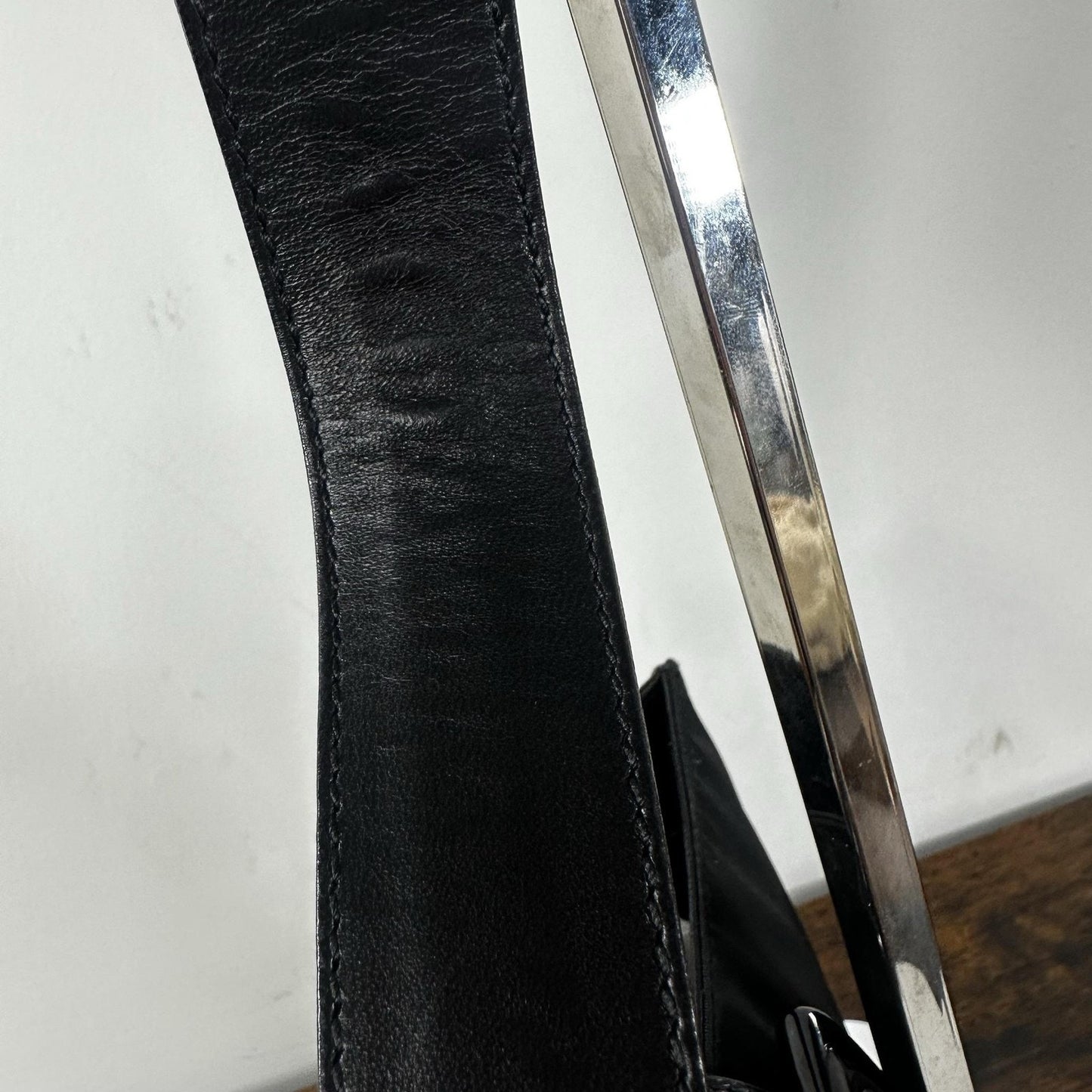 Prada Nappa Trend Nylon Leather Shoulder Bag Small Black Italy Vintage B7130