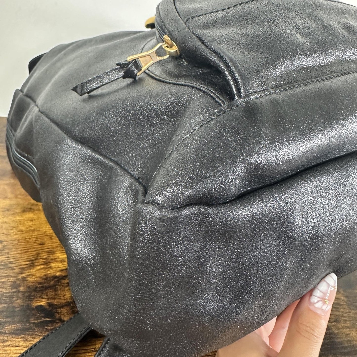 Gianni Versace Vintage Backpack Bag Medium Black Leather Medusa Men Women