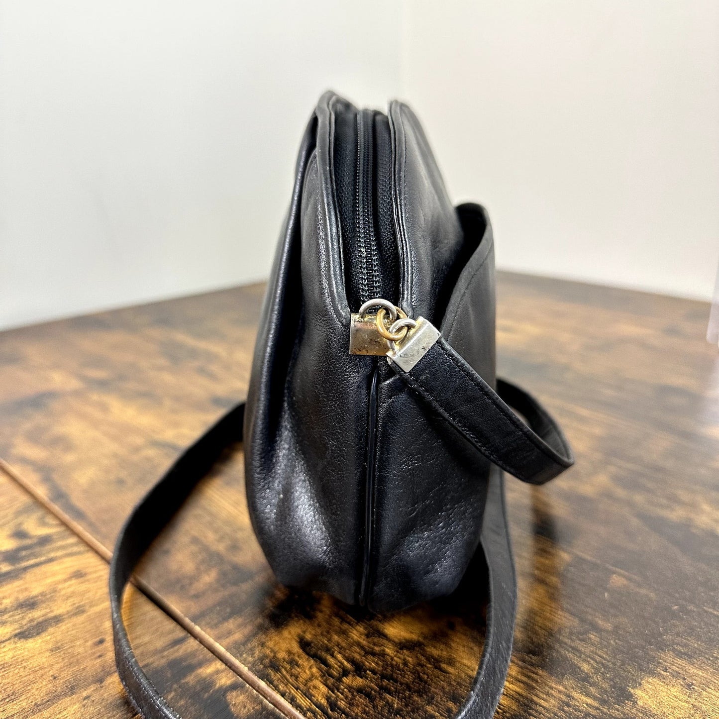 Christian Dior Vintage Black Leather Shoulder Bag