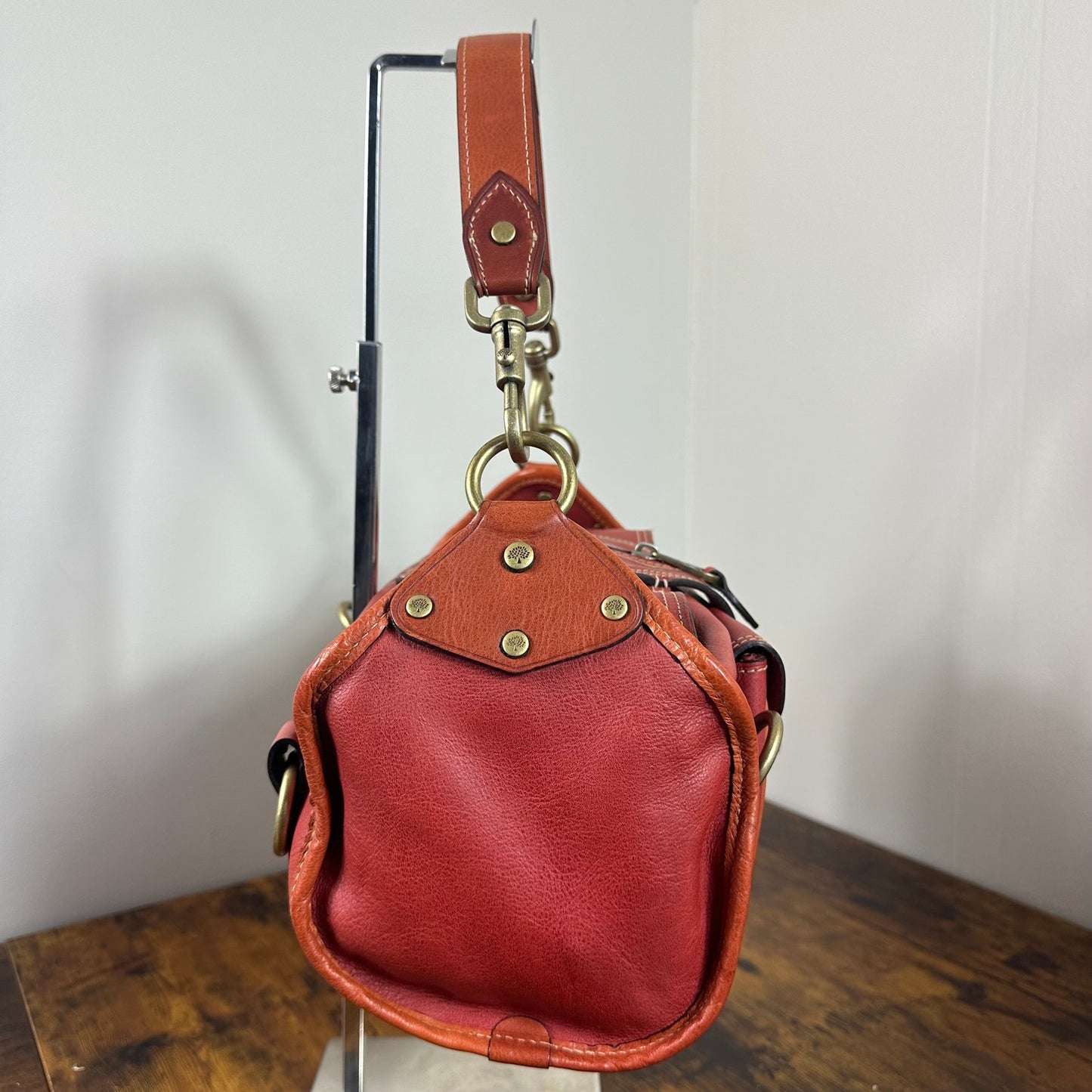 Mulberry Alana Satchel - Rare Red Leather & Orange Trim