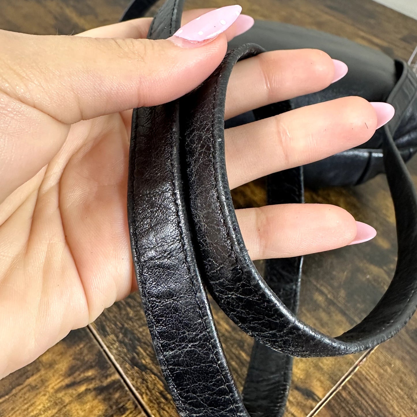 Christian Dior Vintage Black Leather Shoulder Bag