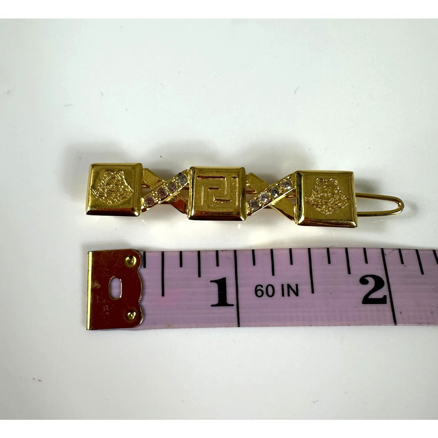 Rare Gianni Versace Medusa Rhinestone Hair Barrette Pin