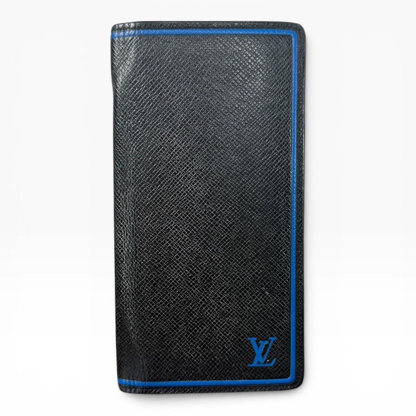 Louis Vuitton Long Wallet Mens One Size Black Blue Leather Bifold France
