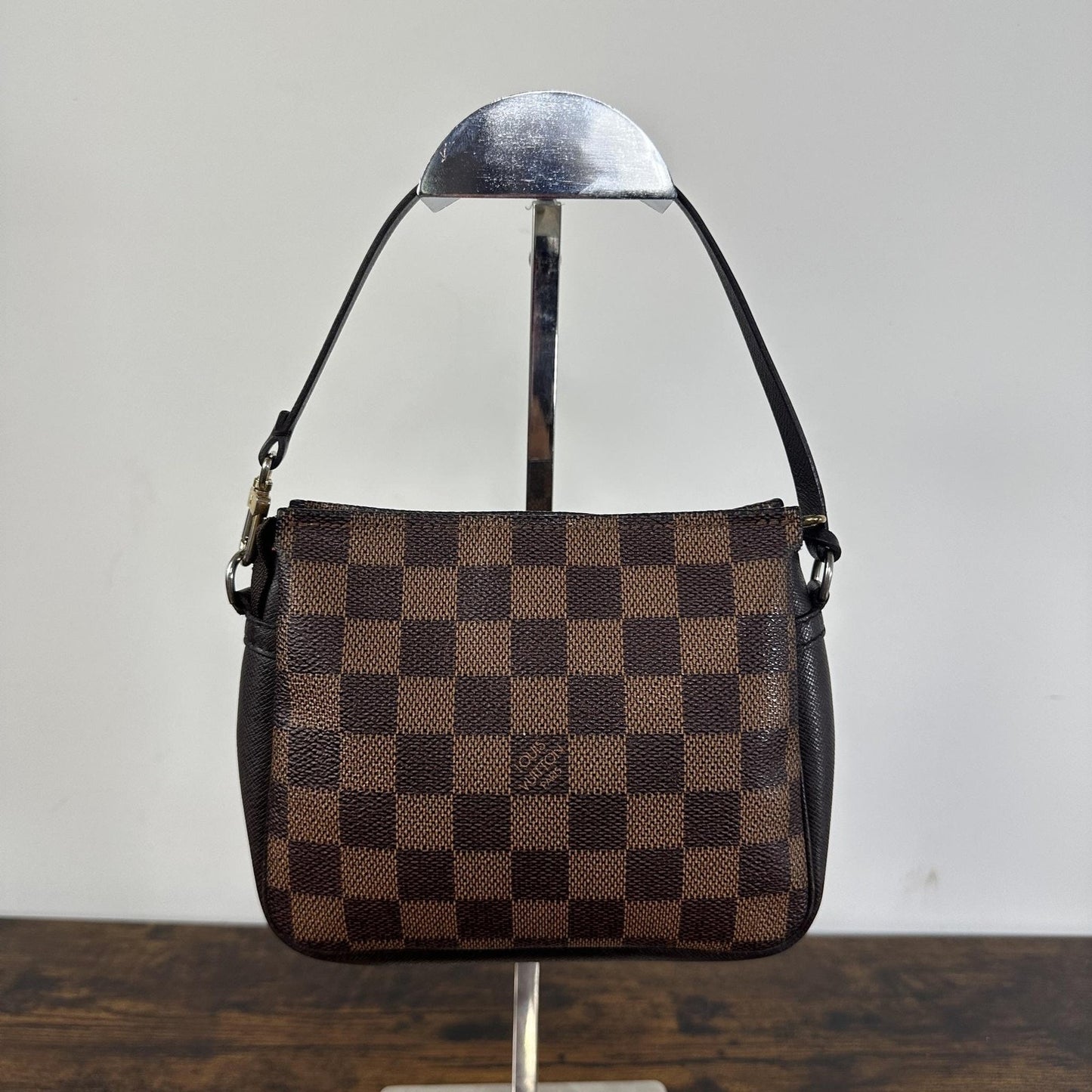 Louis Vuitton Damier Ebene Shoulder Bag Womens Small Brown Canvas Leather France