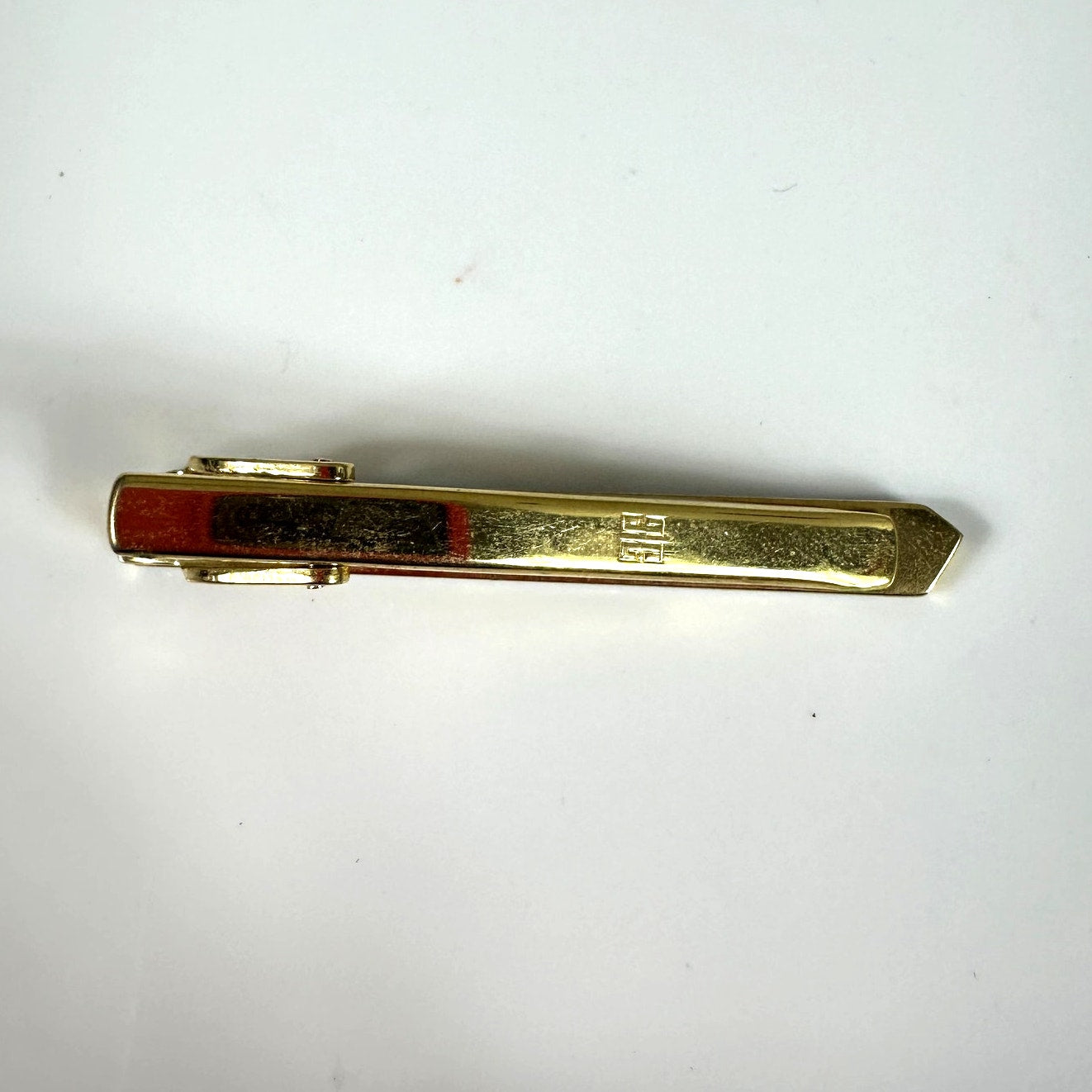 Givenchy Vintage 4G Logo Blue Enamel Gold Tone Tie Clip Authentic