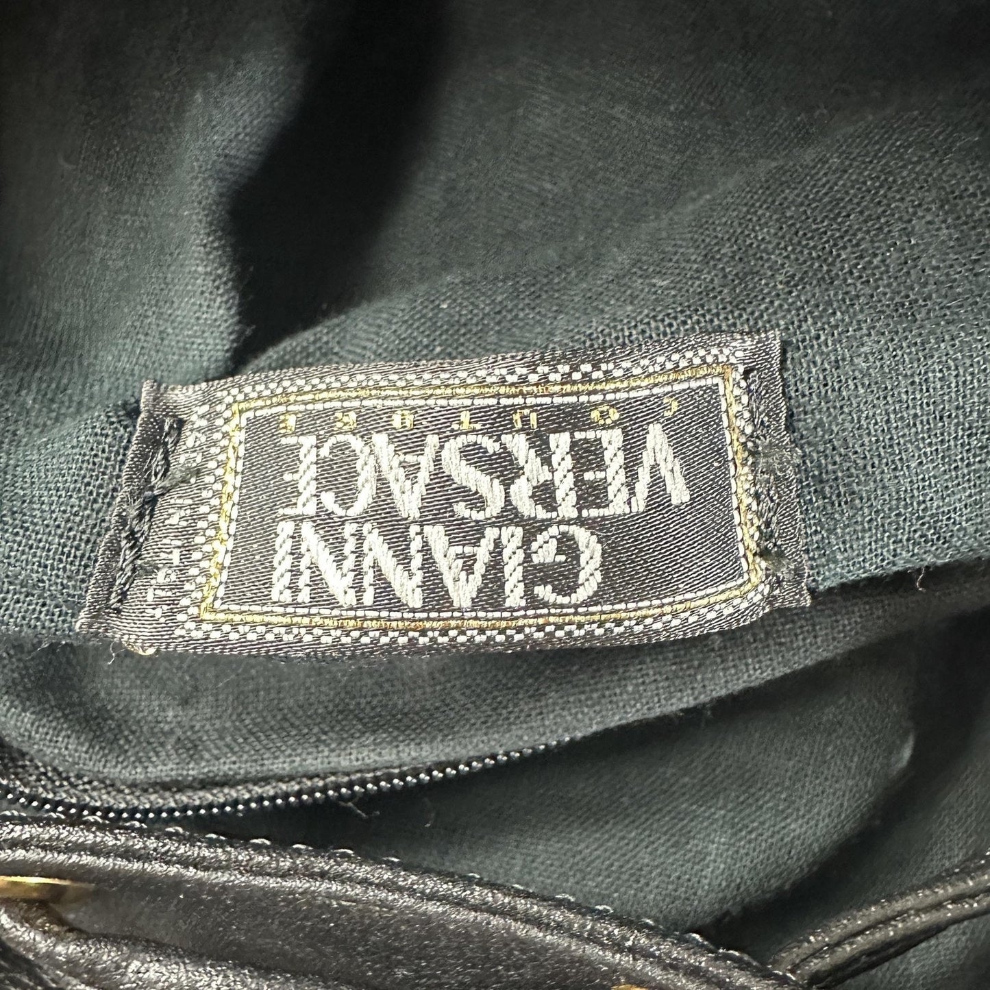 Gianni Versace Vintage Backpack Bag Medium Black Leather Medusa Men Women