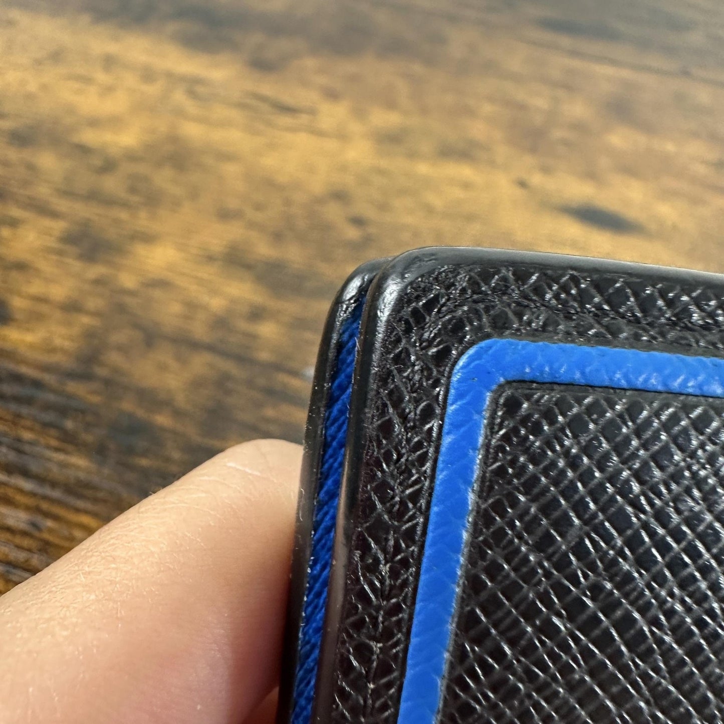 Louis Vuitton Long Wallet Mens One Size Black Blue Leather Bifold France