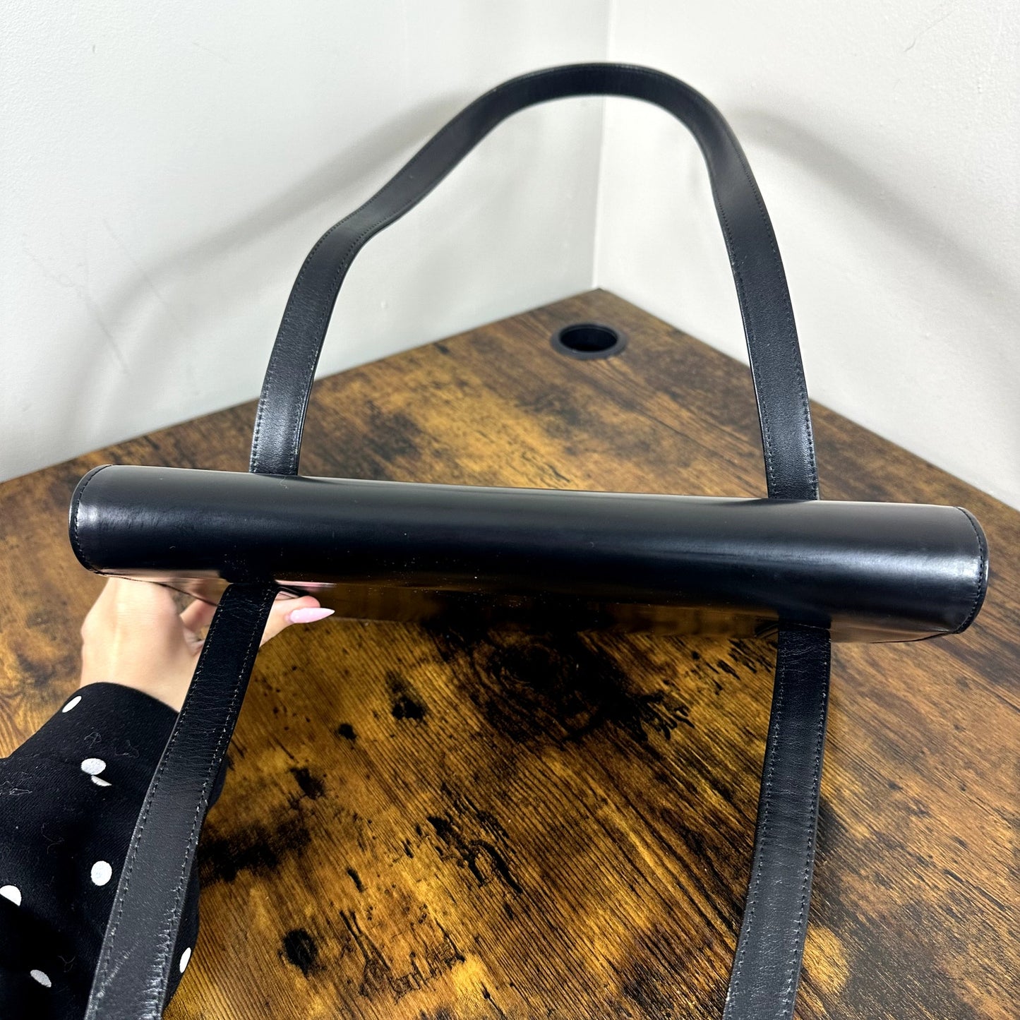 Burberry Nova Check Black Leather Shoulder Bag Authentic Vintage